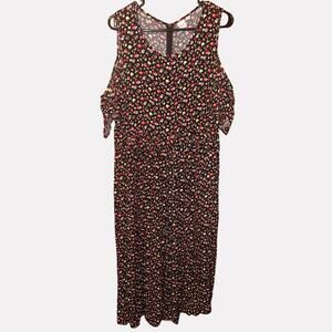 Gap Size 16 Black Floral Maxi Dress – Boho Cottagecore Pleated Summer Dress